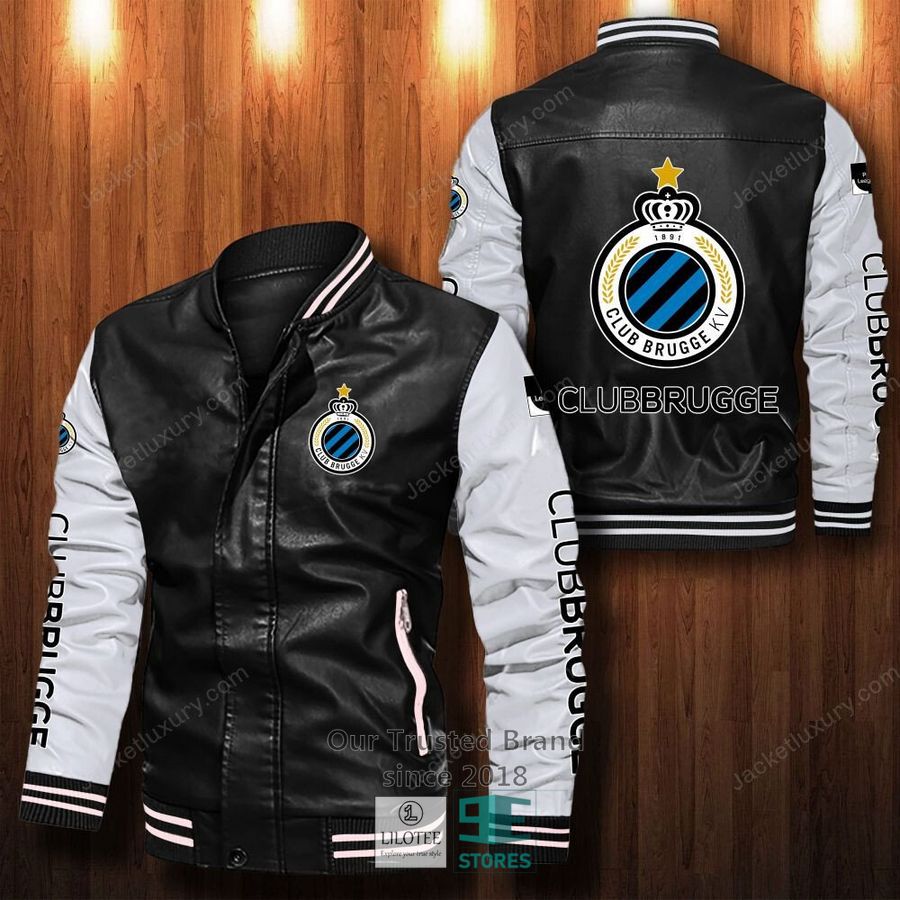 Club Brugge KV Bomber Leather Jacket 13