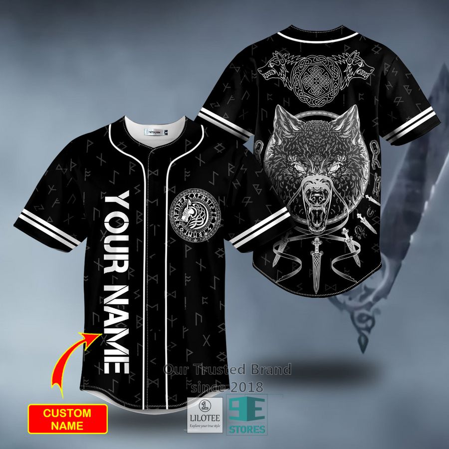 Combat Wolf Viking White Tattoo Custom Baseball Jersey 9