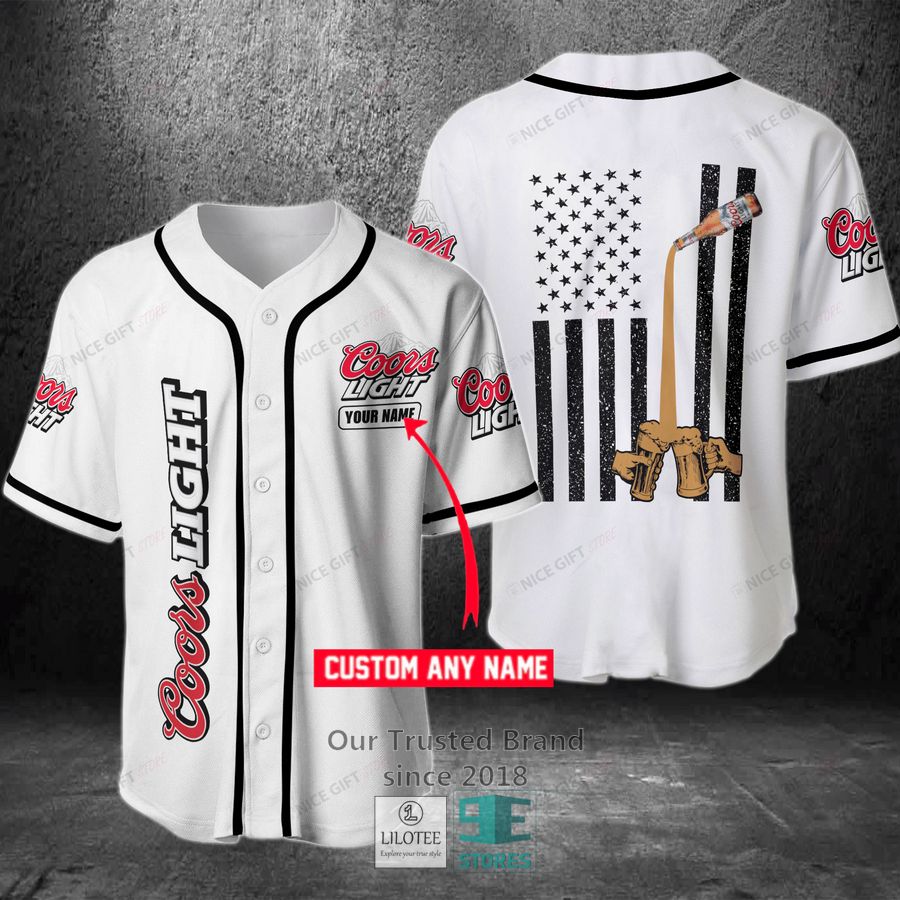 Coors Light US Flag Your Name Baseball Jersey 3