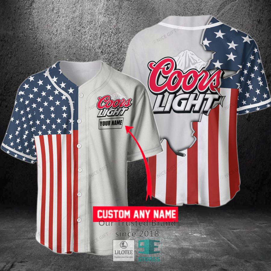 Coors Light Your Name US Flag Baseball Jersey 3