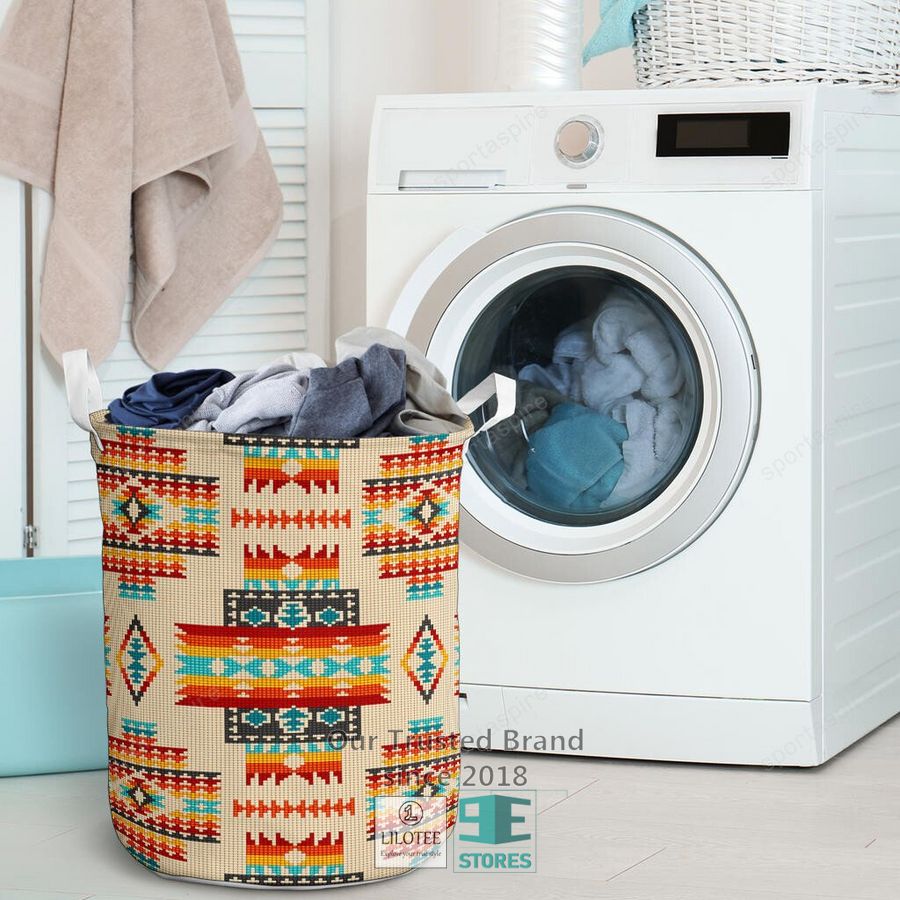 Cream Pattern Native Laundry Basket 3