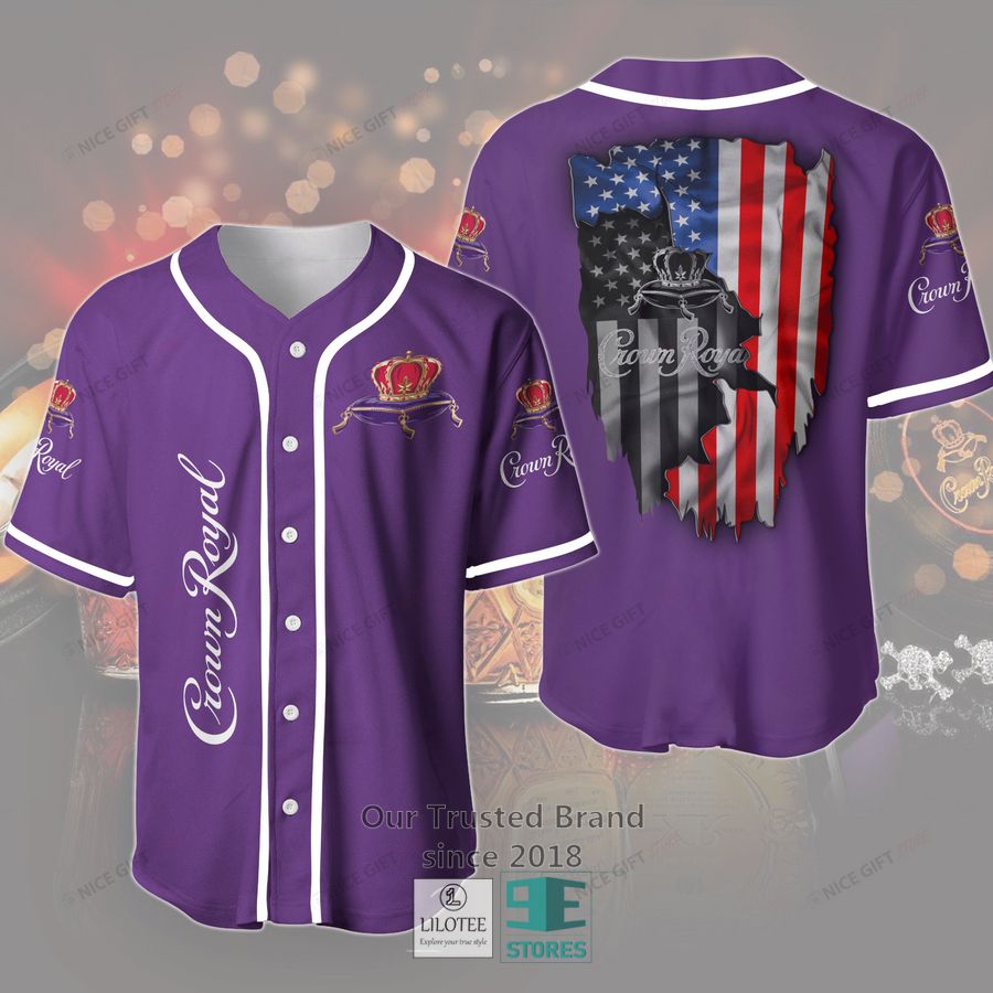 Crown Royal US flag purple Baseball Jersey 3