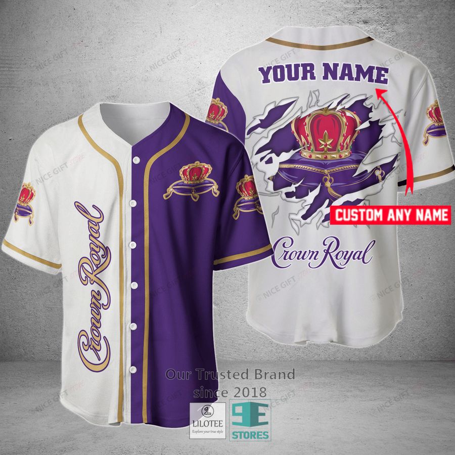 Crown Royal Your Name Purple White Baseball Jersey 3