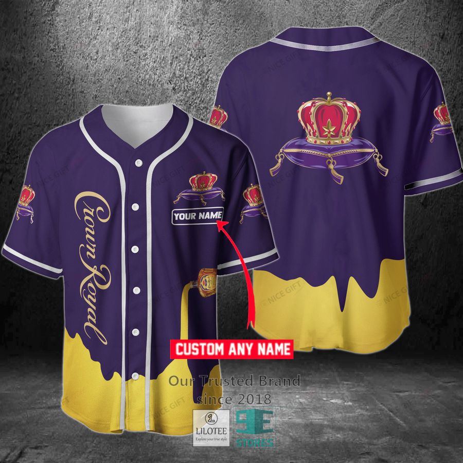 Crown Royal Your Name Purple yellow Baseball Jersey 3