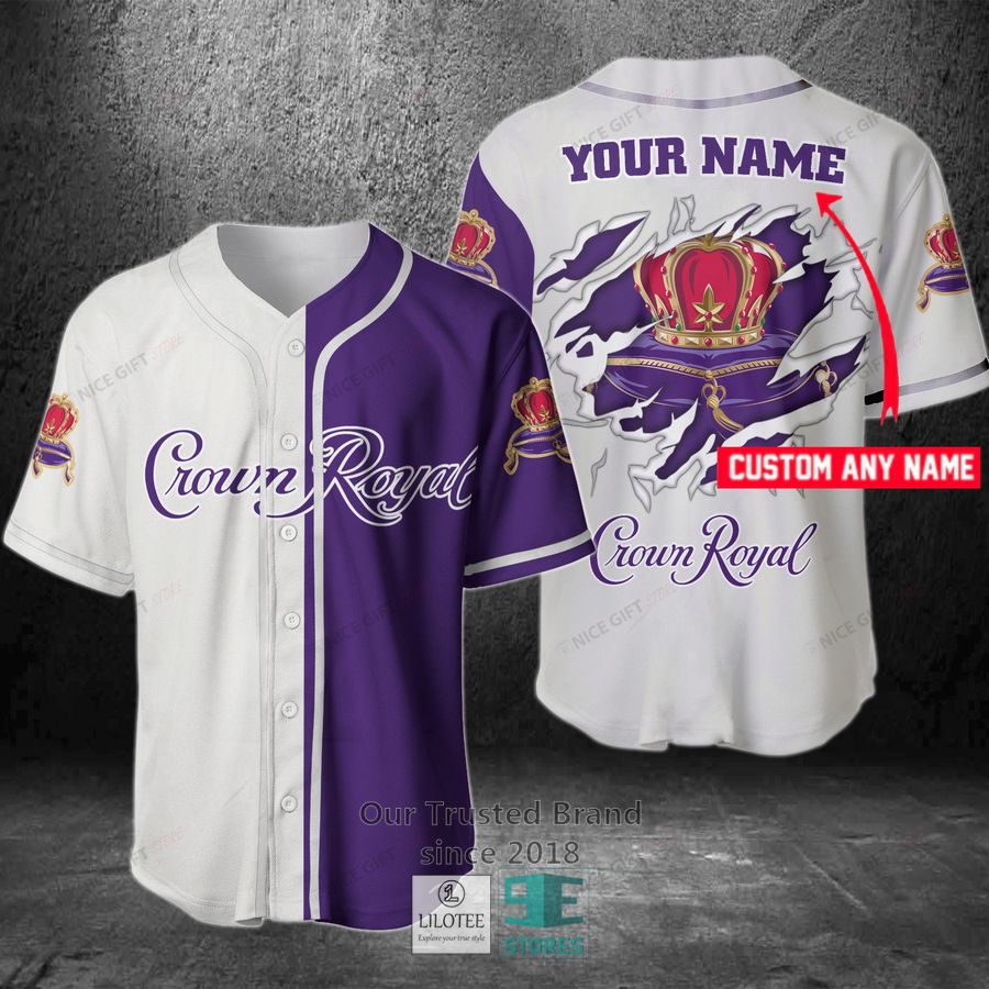 Crown Royal Your Name White Purple Baseball Jersey 2