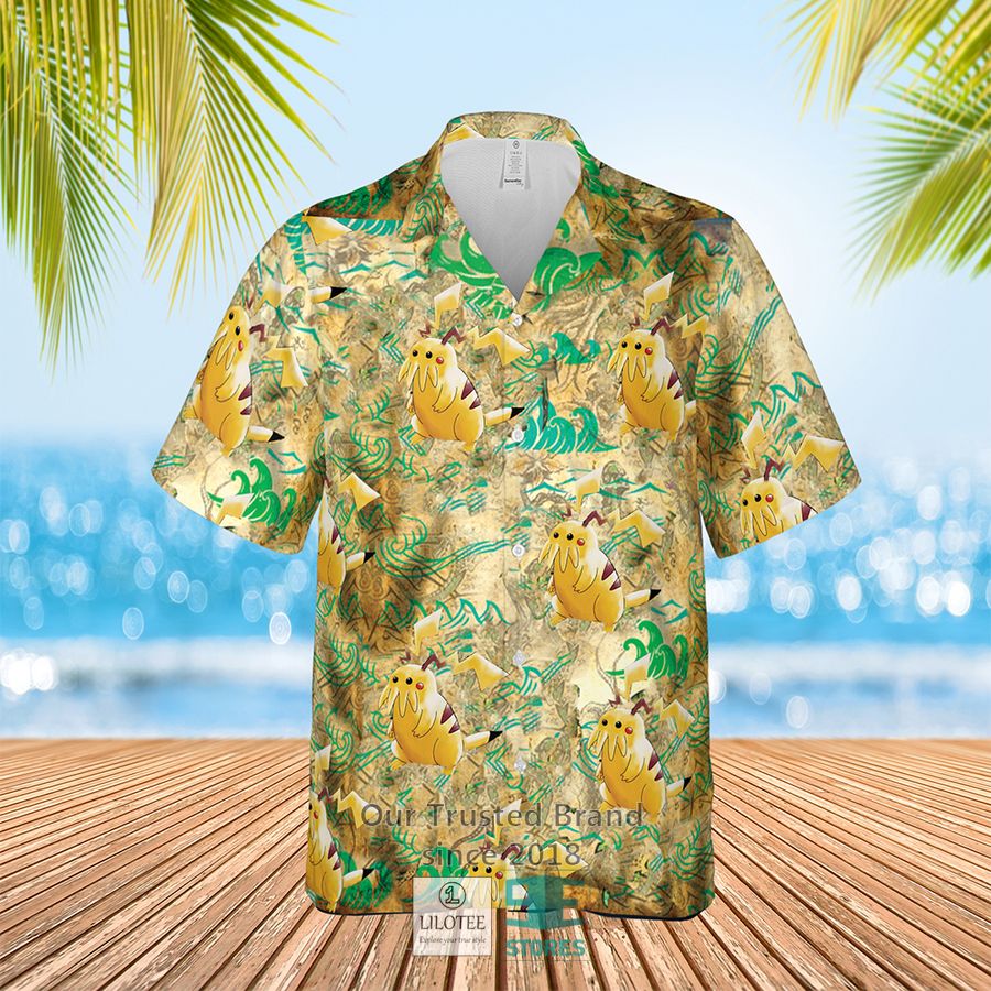 Cthuhu Pikachu Yellow Casual Hawaiian Shirt 3