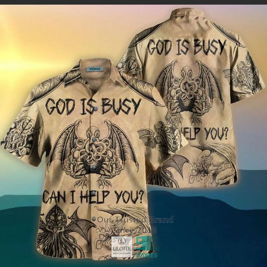 Cthulhu God is busy can I help you Casual Hawaiian Shirt 2