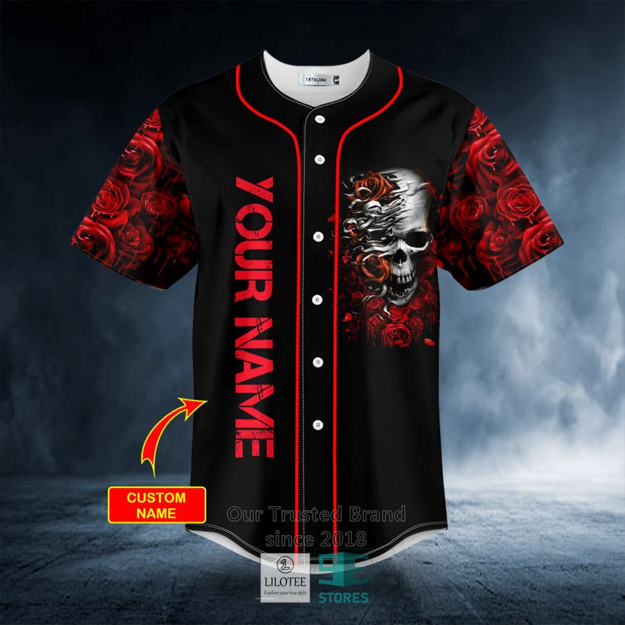 Dark Roses Sugar Skull Custom Baseball Jersey 3 Dark Roses Sugar Skull Custom Baseball Jersey - Image 3