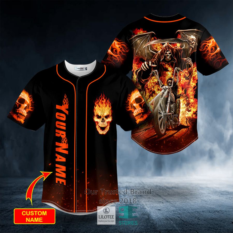 Dead Racer Ghost Rider Fire Skull Custom Baseball Jersey 8