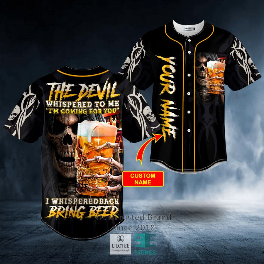 Devil Whisper Beer Grim Reaper Skull Custom Baseball Jersey 9