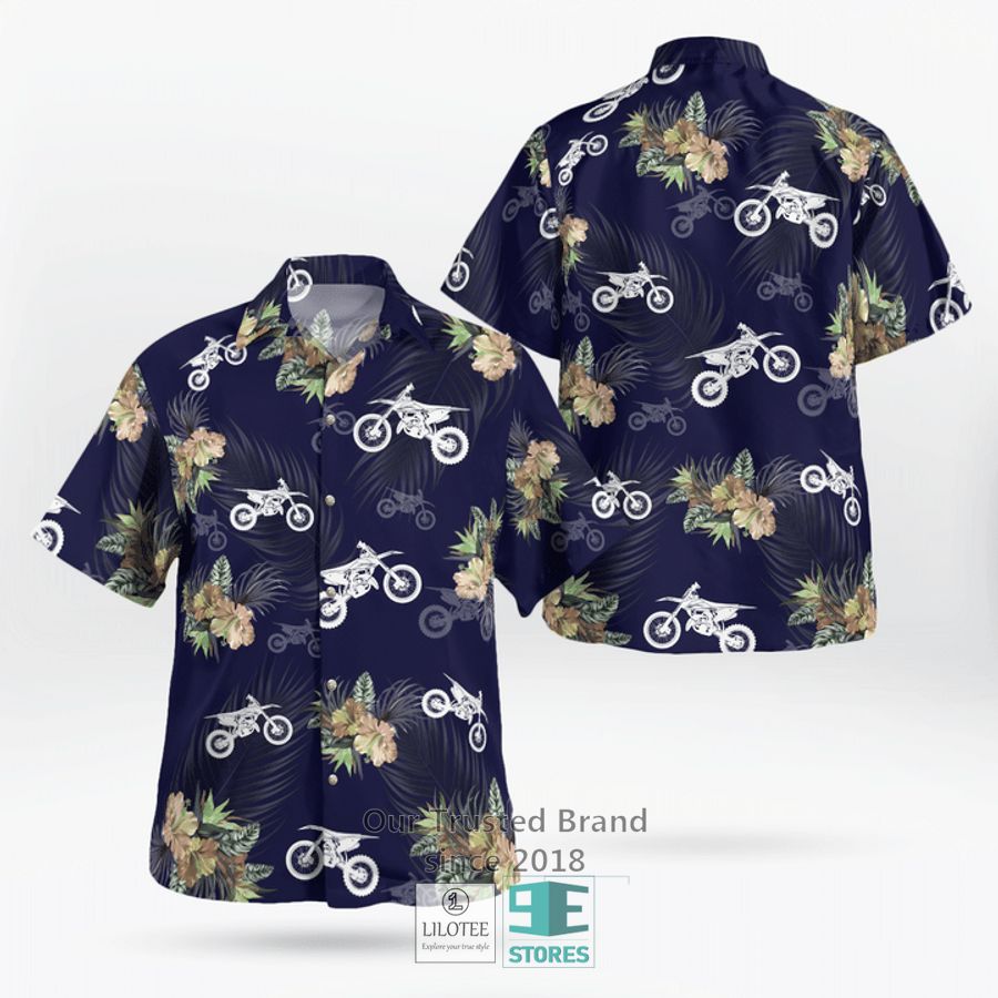 Dirt Bike Hibiscus blue Hawaiian Shirt, Shorts 3