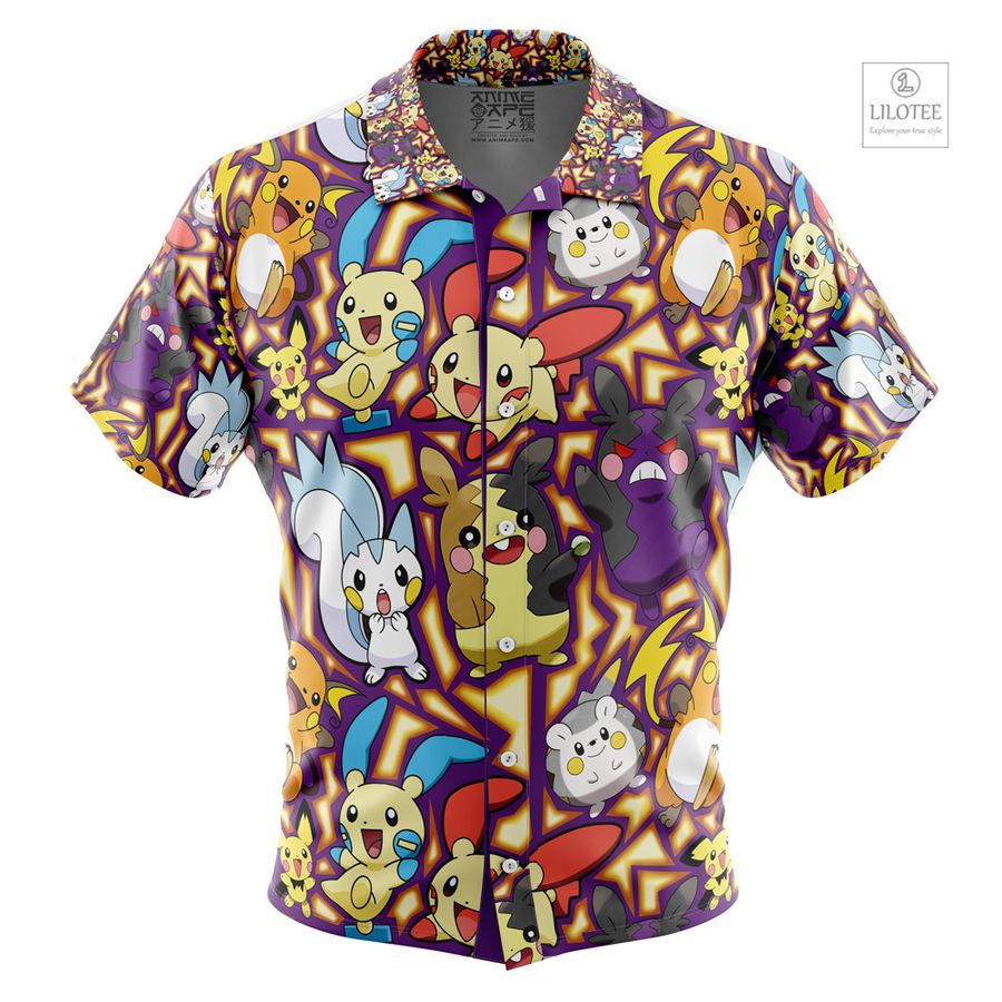 Electric Rodent Type Pokemon Short Sleeve Hawaiian Shirt 4