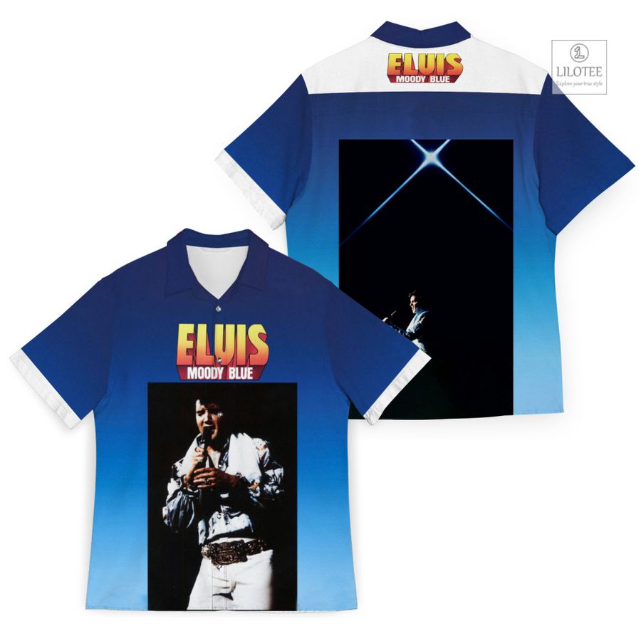 Elvis Moody Blue Casual Hawaiian Shirt 6
