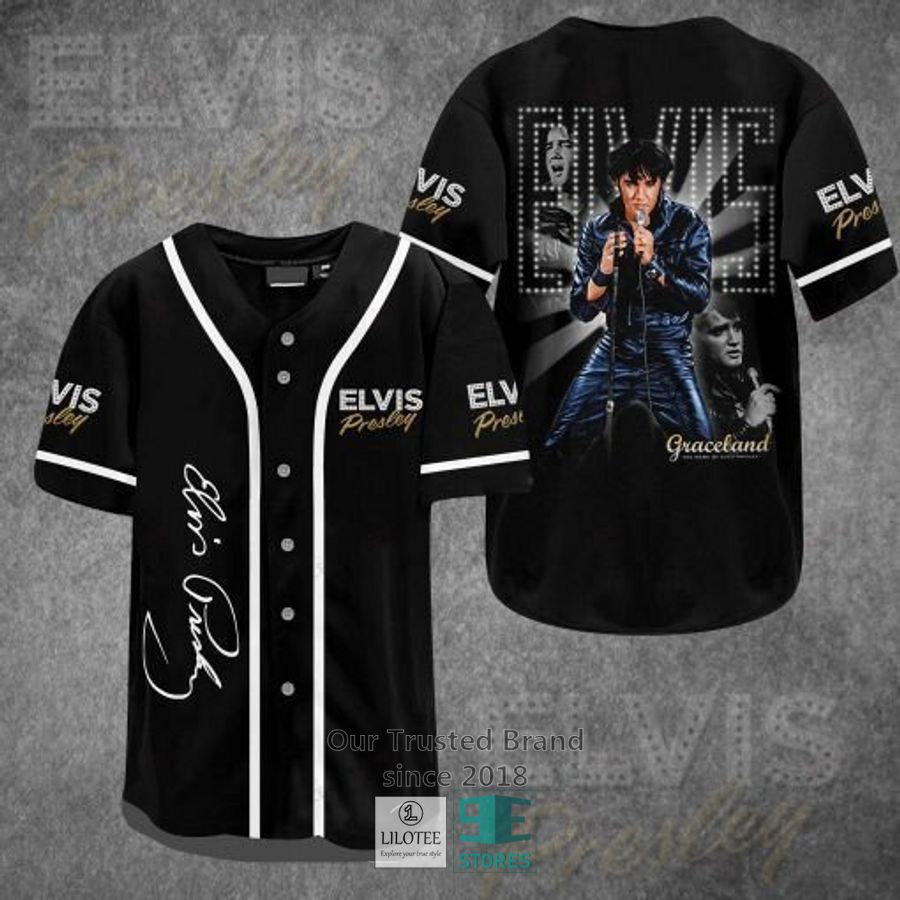 Elvis Presley Graceland Black Baseball Jersey 3