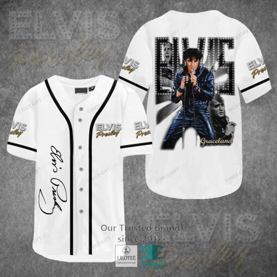 Elvis Presley Graceland White Baseball Jersey 3