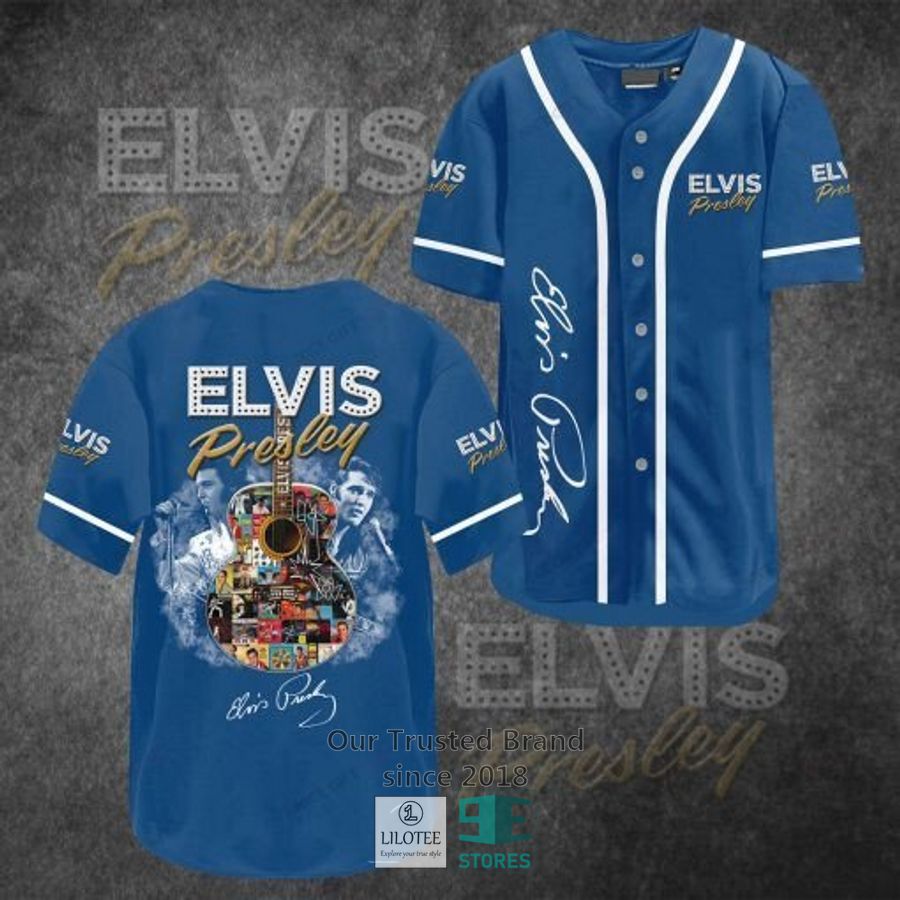 Elvis Presley Guitar Blue Baseball Jersey 3