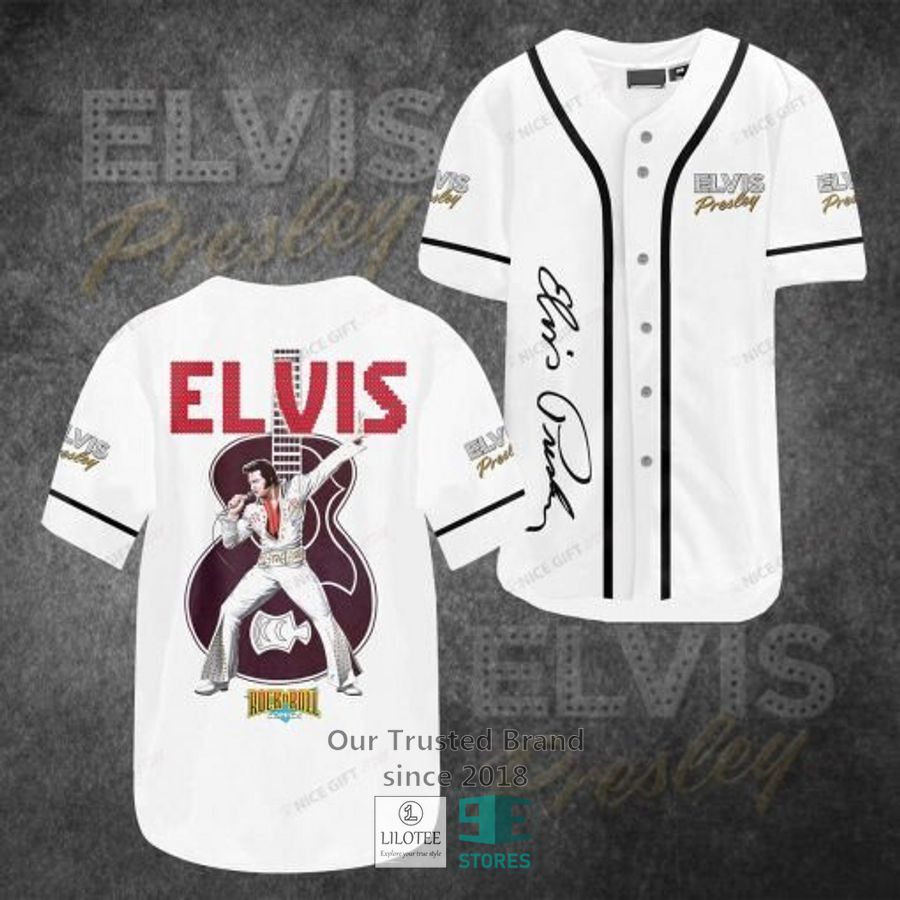 Elvis Presley Rock n Roll White Baseball Jersey 2