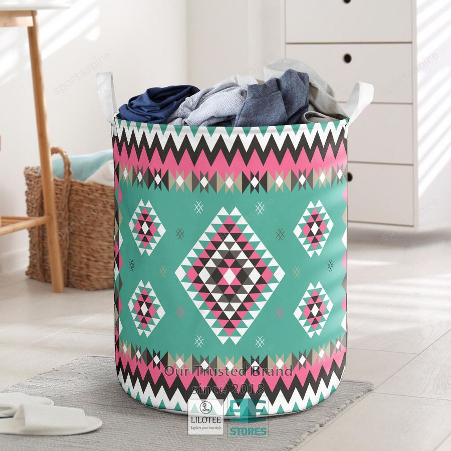 Ethnic Geometric Pink Pattern Laundry Basket 1