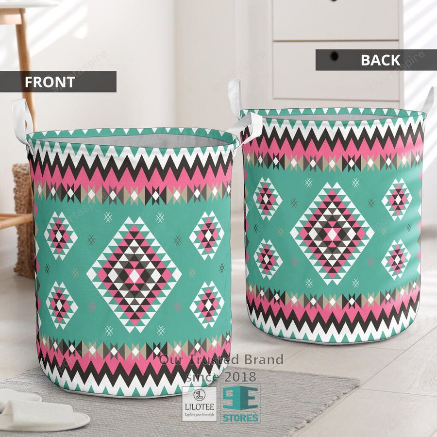 Ethnic Geometric Pink Pattern Laundry Basket 2