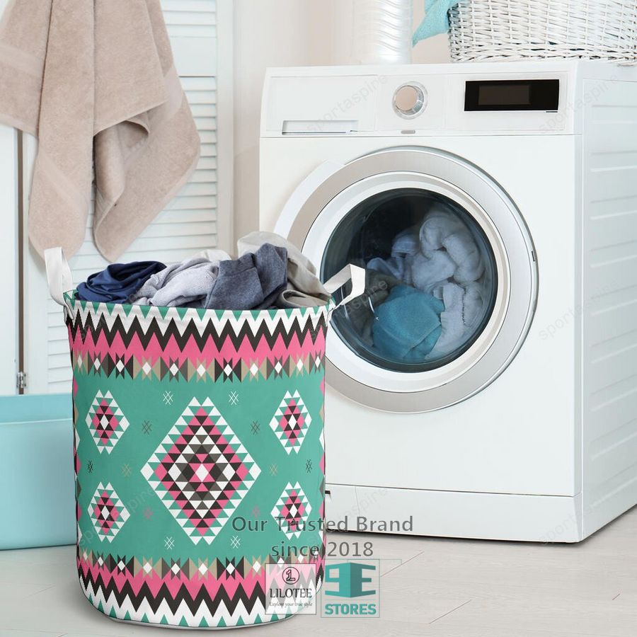 Ethnic Geometric Pink Pattern Laundry Basket 3
