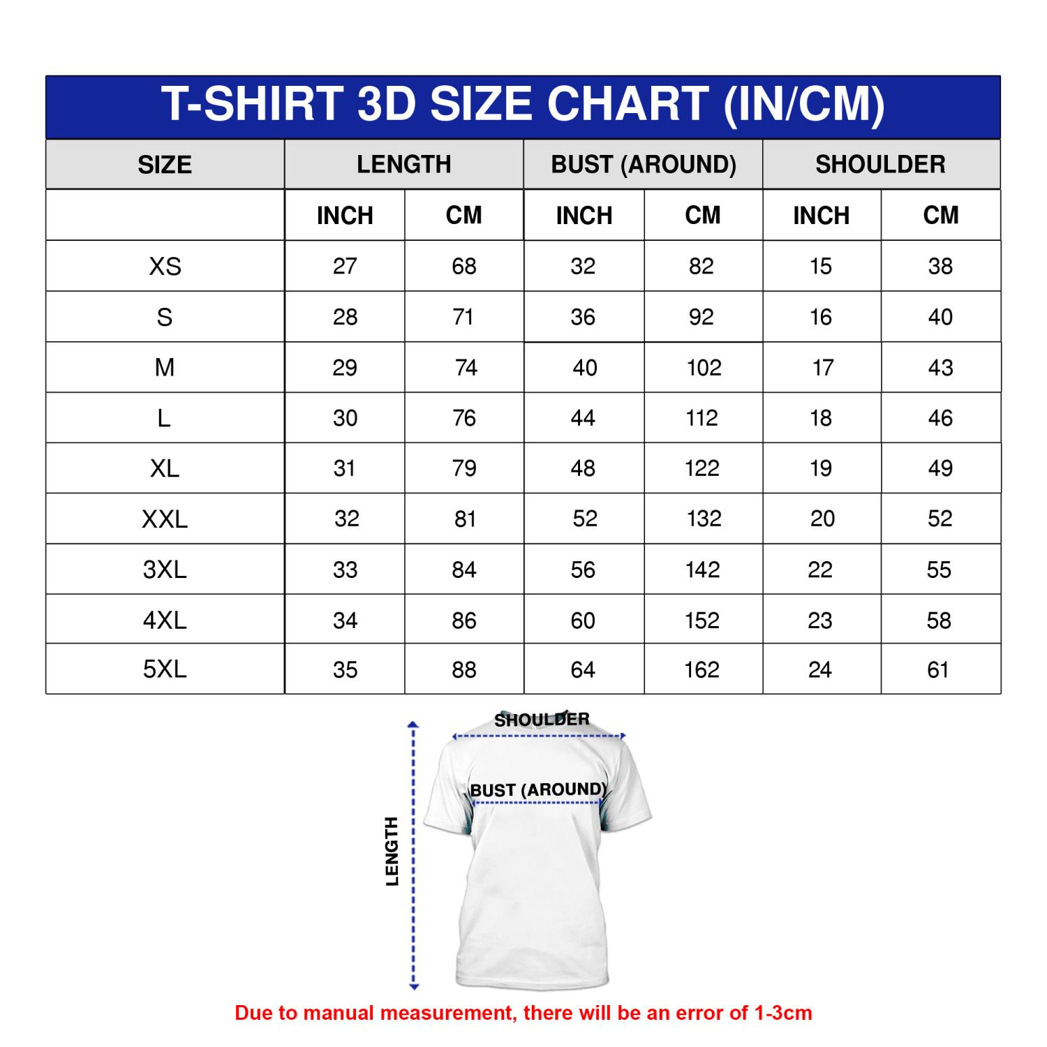 T-Shirt Size Chart: