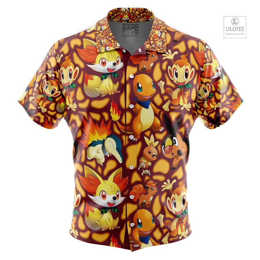 Fire Type Starters Pokemon Short Sleeve Hawaiian Shirt 6