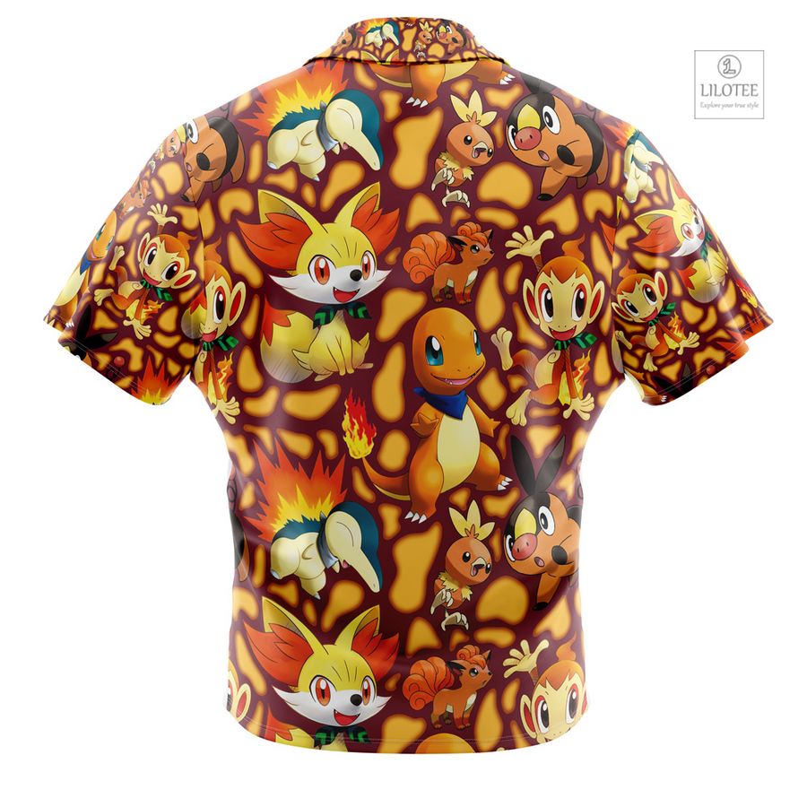 Fire Type Starters Pokemon Short Sleeve Hawaiian Shirt 3
