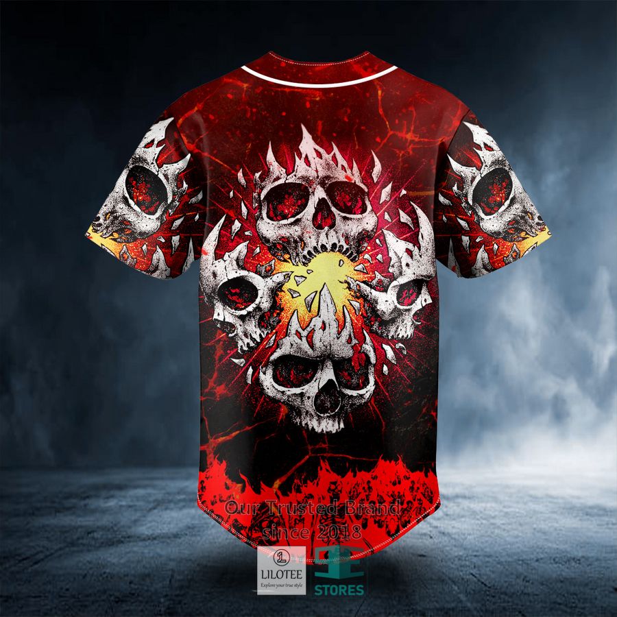 Flame Cracked Triple Skull Custom Baseball Jersey 4 Flame Cracked Triple Skull Custom Baseball Jersey - Image 4