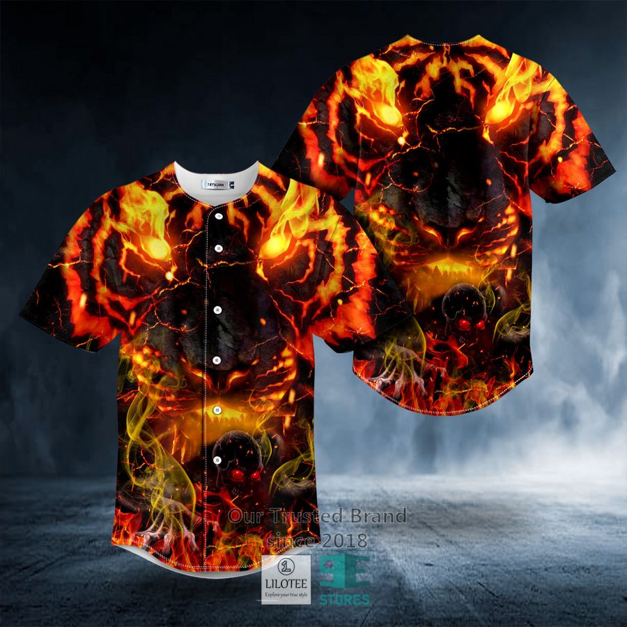 Flaming Lava Lion Zombie Ghost Skull Baseball Jersey 9
