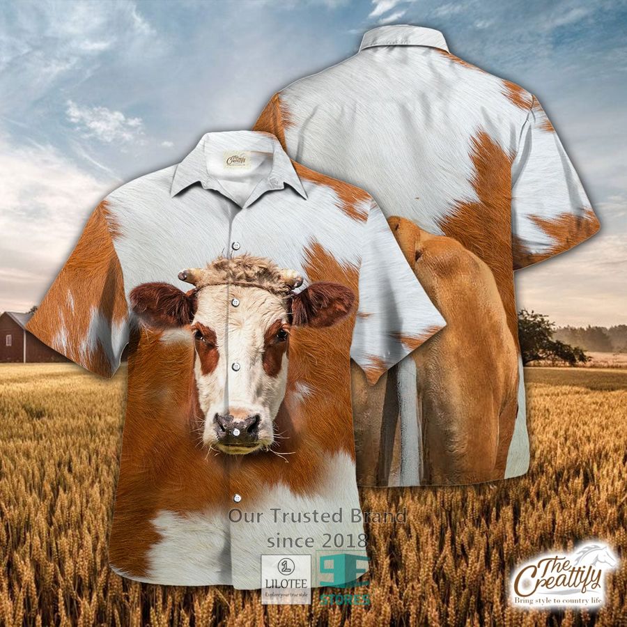 Fleckvieh Cattle Hawaiian Shirt 3 Fleckvieh Cattle Hawaiian Shirt - Image 3