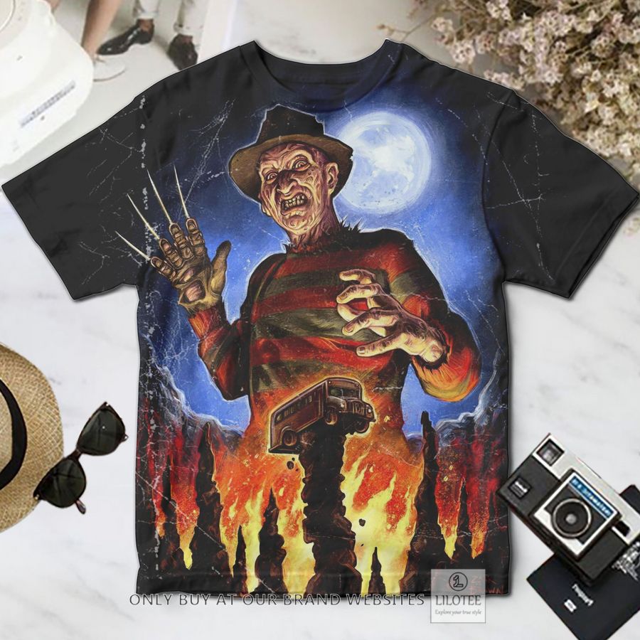 Freddy Krueger burning bus T-Shirt 3