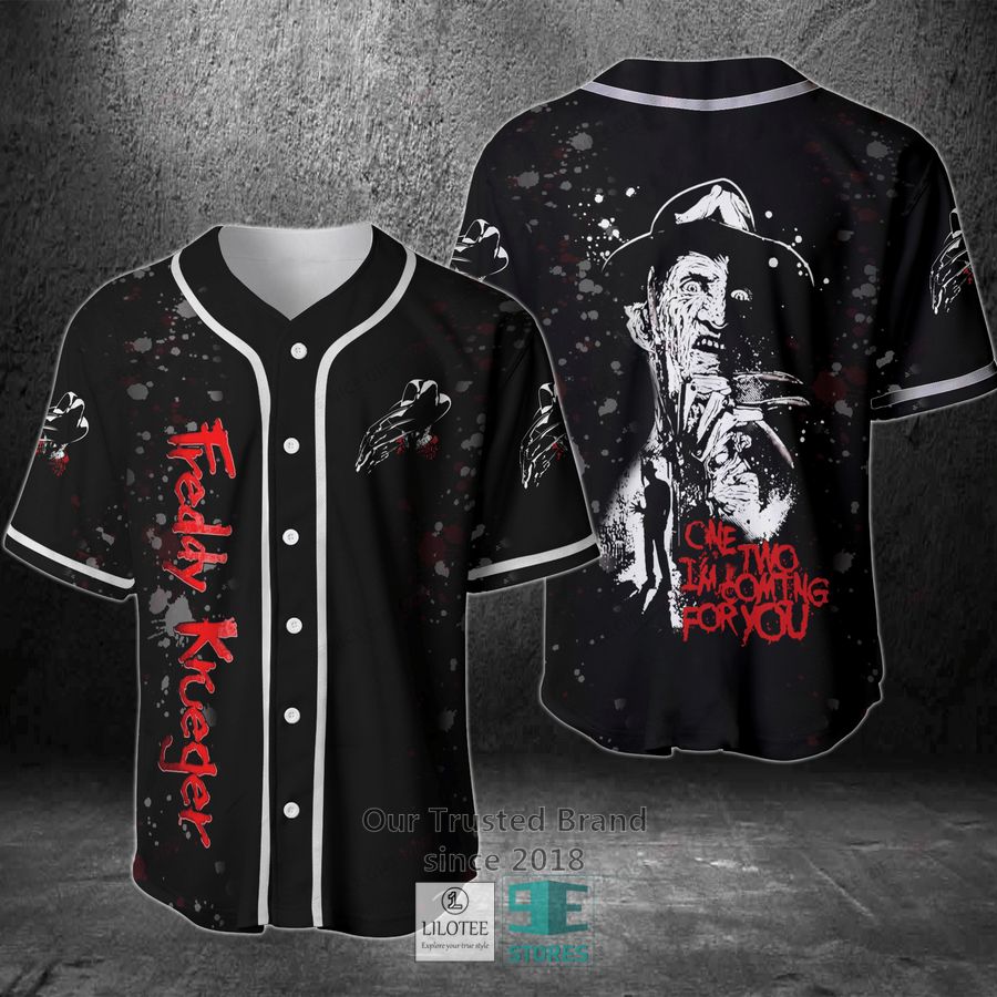 Freddy Krueger One Two I M Coming To You Baseball Jersey 3