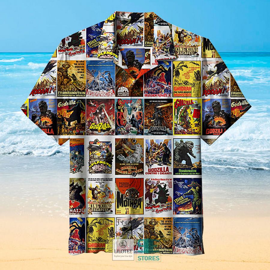 Godzilla Vintage Kaiju Covers Hawaiian Shirt 3