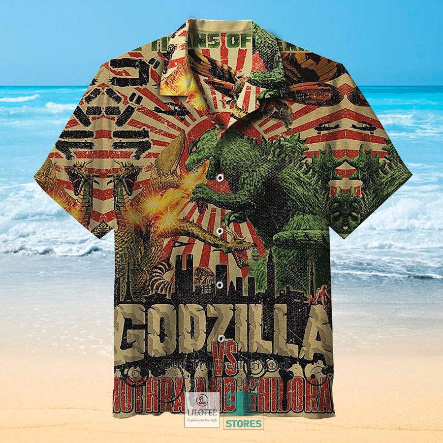 Godzilla vs Mothra and Ghidorah Hawaiian shirt 2