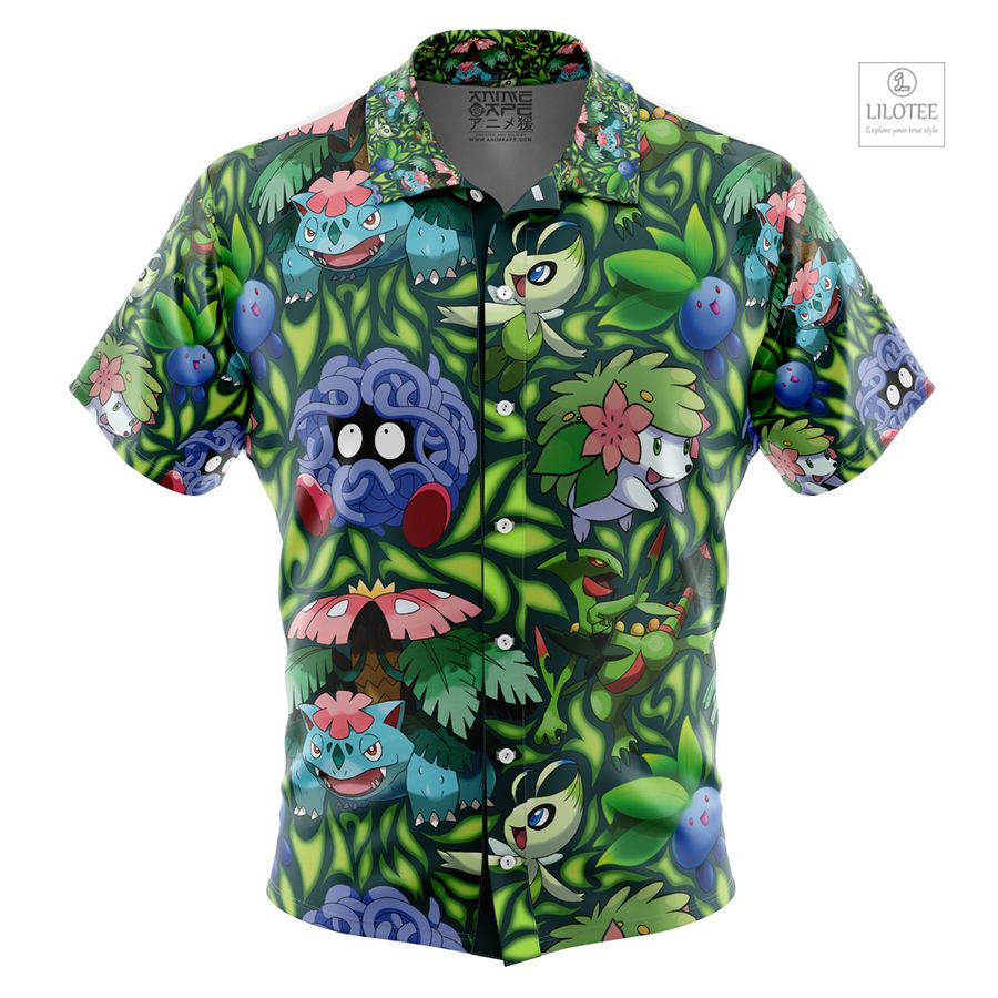 Grass Type Pokemon Short Sleeve Hawaiian Shirt 8