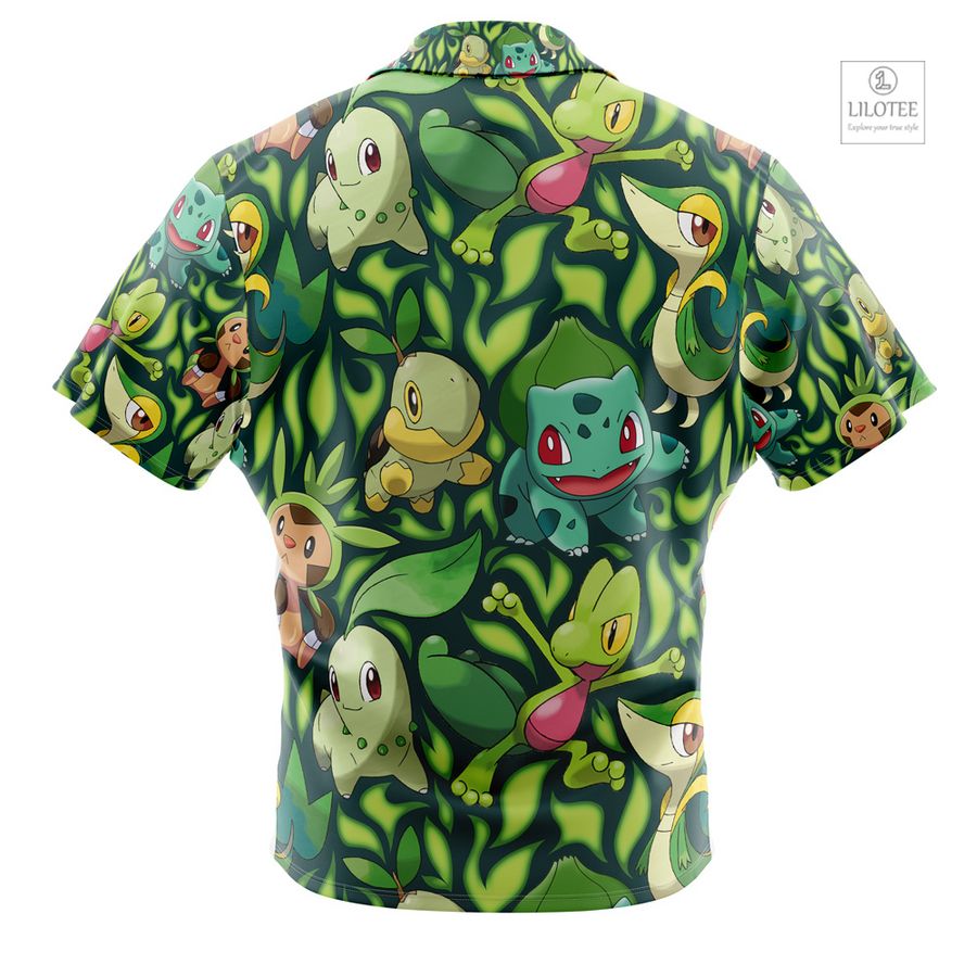Grass Type Starters Pokemon Short Sleeve Hawaiian Shirt 3