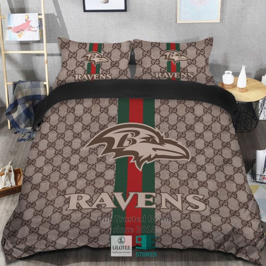 Gucci Baltimore Ravens Bedding Set 7