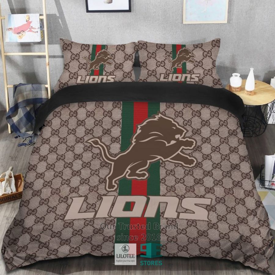 Gucci Detroit Lions Bedding Set 7