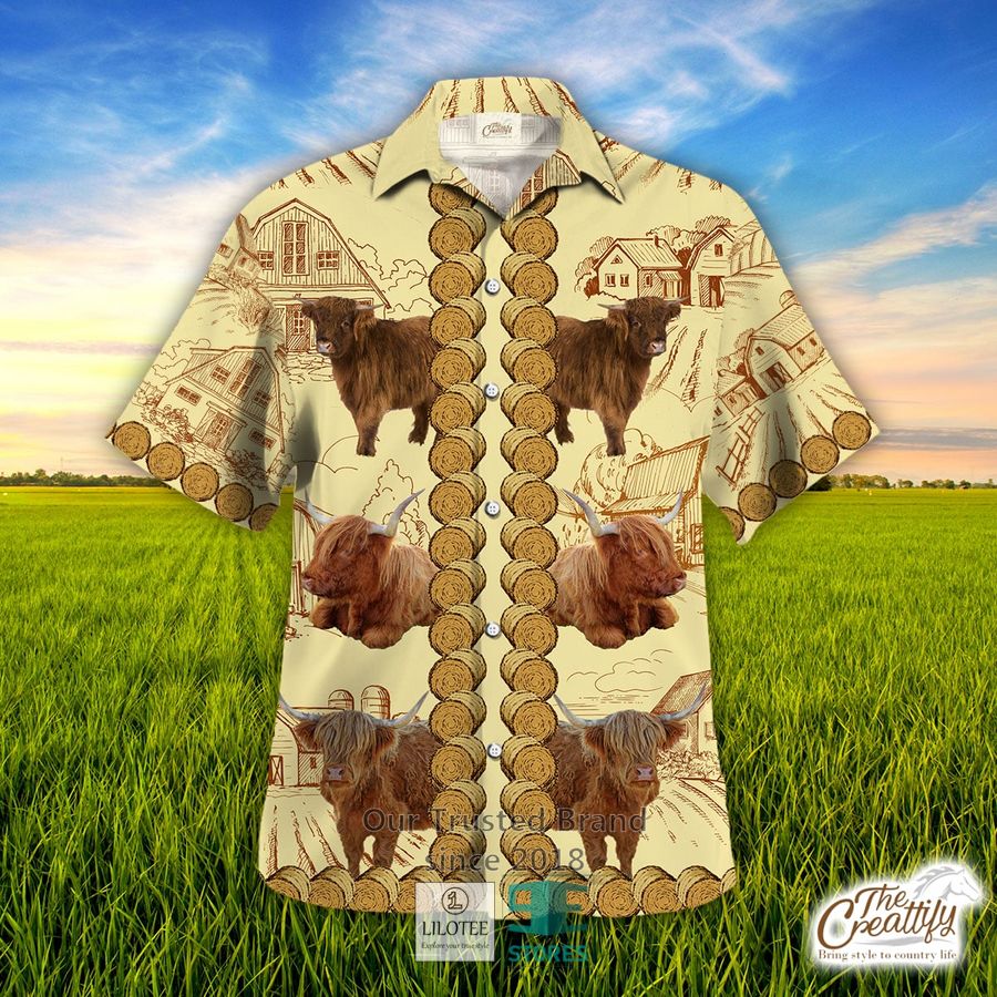 Highland In Rolled Hay Pattern Hawaiian Shirt 13