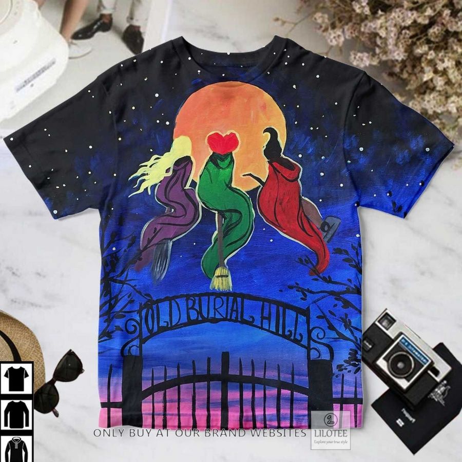 Hocus Pocus Old Burial Hill moon night T-Shirt 3
