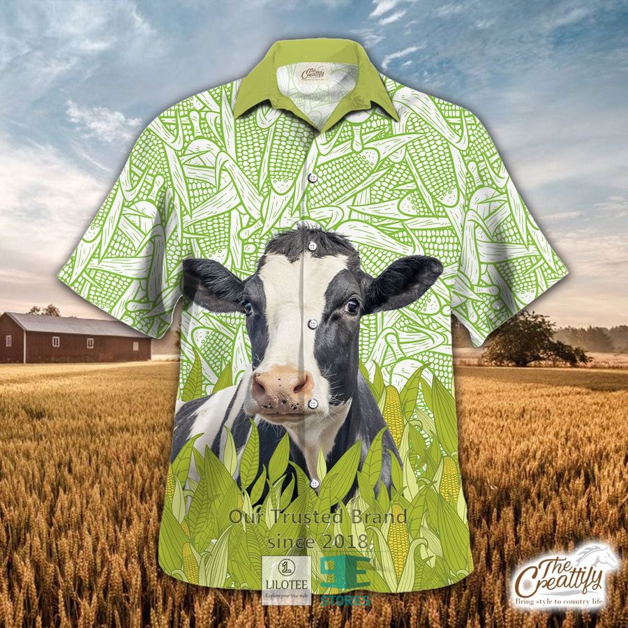 Holstein And Corn Pattern Hawaiian Shirt 13