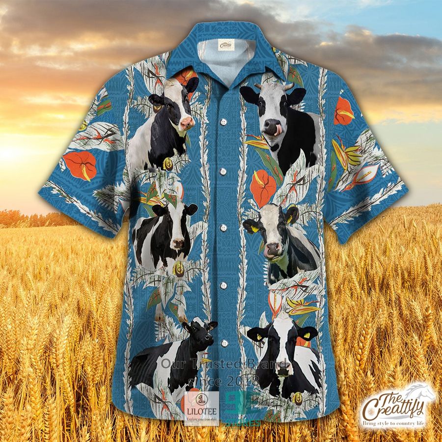 Holstein Hibiscus Tropical Seamless Pattern Hawaiian Shirt 22