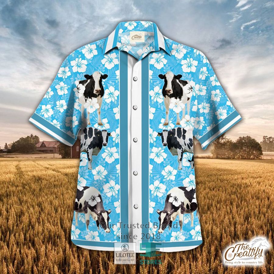 Holstein In Seamless Hibiscus Flower Pattern Hawaiian Shirt 25