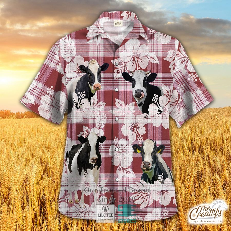 Holstein Plaid Hibiscus Hawaiian Shirt 15
