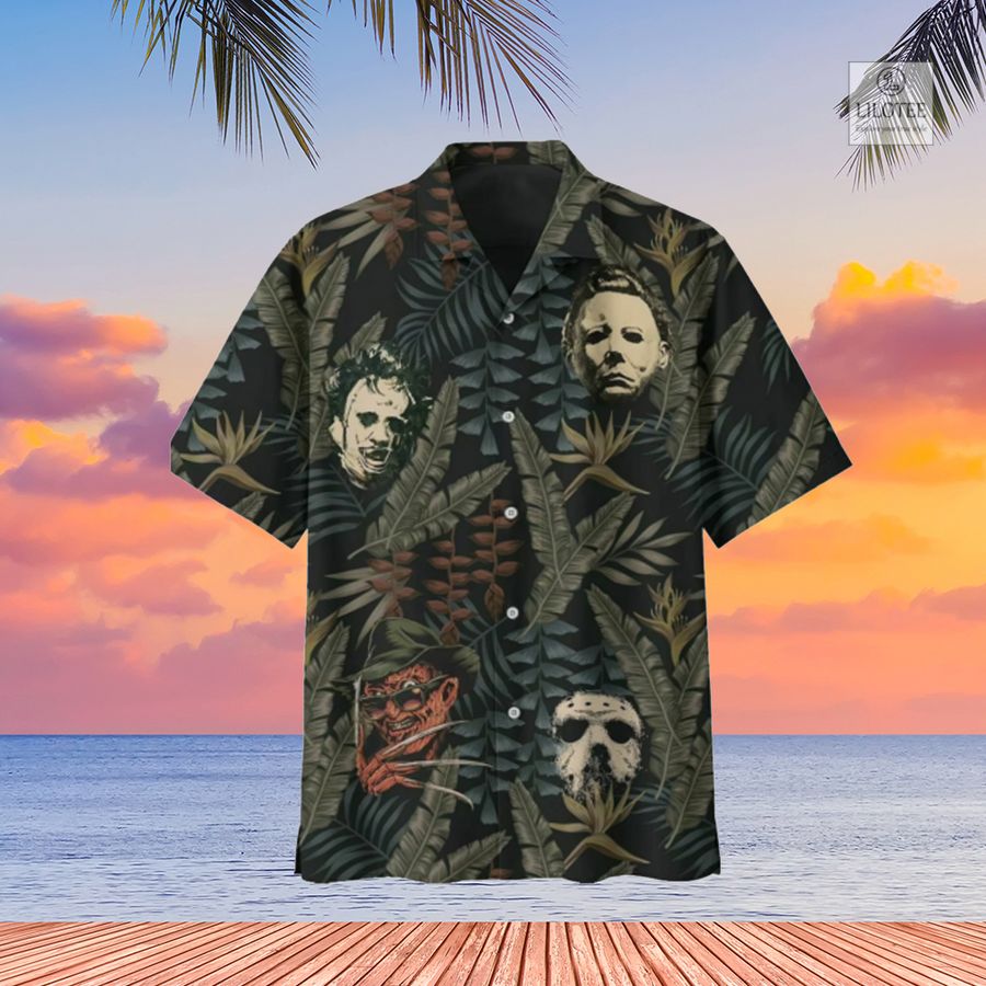 Horror Characters Face Tropical Forest Casual Hawaiian Shirt 2