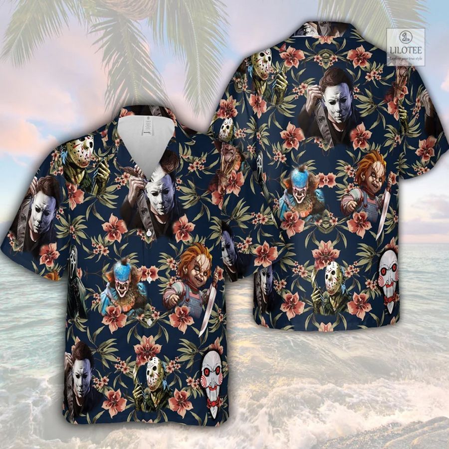 Horror Characters hibiscus tropical Casual Hawaiian Shirt 2