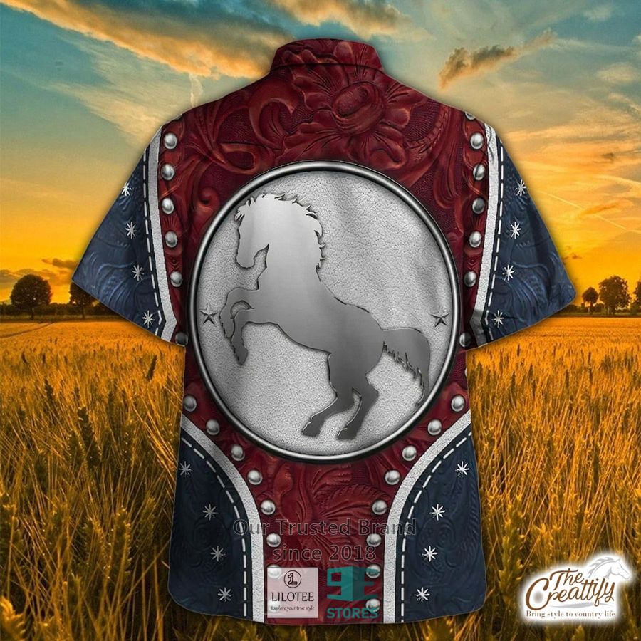 Alternative view of Horse Navy Leather Hawaiian Shirt