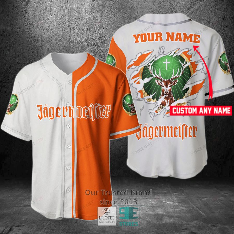 Jagermeister Your Name orange white Baseball Jersey 3