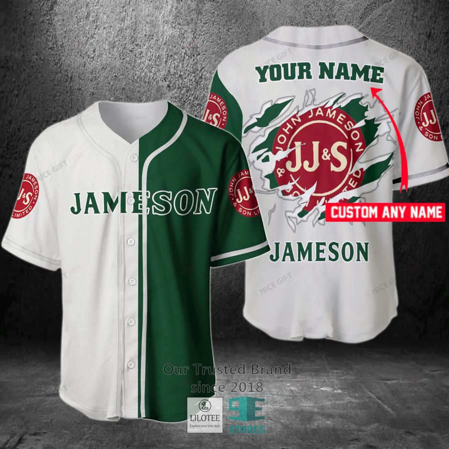 Jameson Irish Whiskey Your Name Green White Baseball Jersey 2