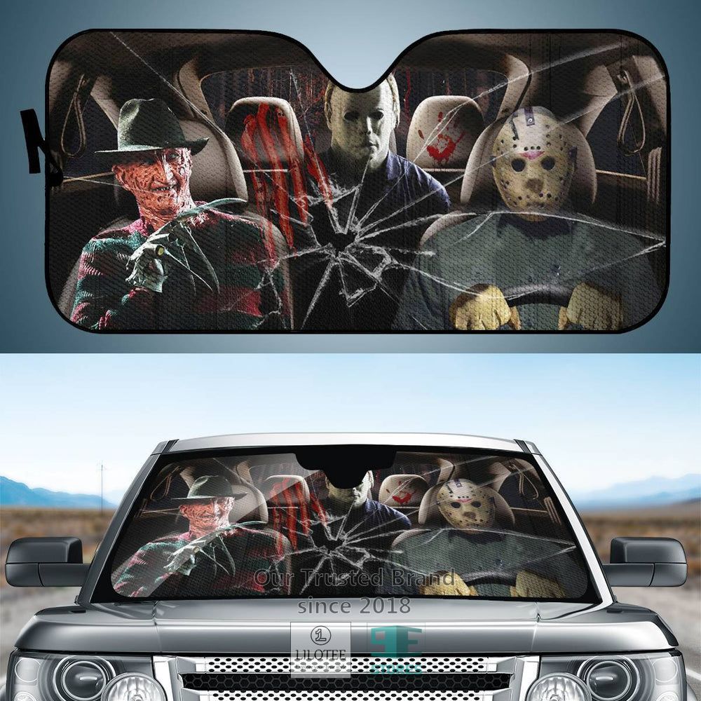 Jason Voorhees and Michael Myers and Freddy Krueger Car Sun Shades 1